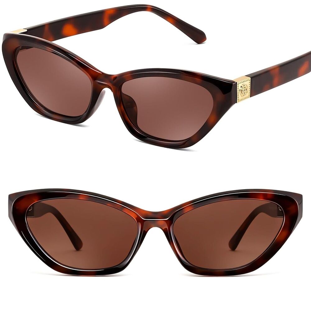 Women's Tortoise Brown Chunky Cat Eye Retro 90s Chic Style Fashion Sunglasses